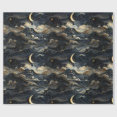 Moon's Journey: 3D Night Sky Design Geschenkpapier (Flach)