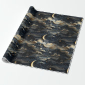 Moon's Journey: 3D Night Sky Design Geschenkpapier (Ungerollt)