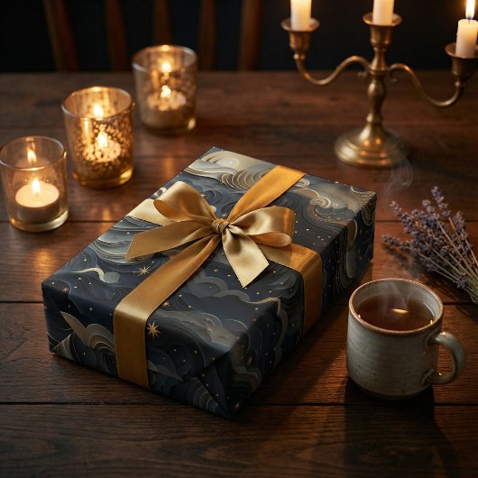 Moon's Journey: 3D Night Sky Design Geschenkpapier