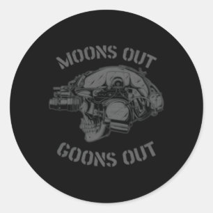 Moon's Out Goons Out Skull Helmet Nvgs Military Runder Aufkleber