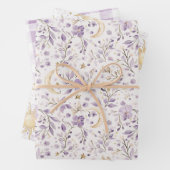 Moons Stars & Purple Flowers Baby Shower Geschenkpapier Set (Beispiel)