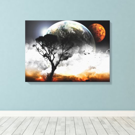 Moons Surreal Fantasy Leinwanddruck (Insitu (Holzboden))