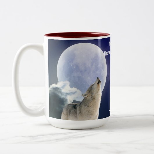 Moon's Zeuge: Der Wolf's Mitternachtshewl Anpassen Zweifarbige Tasse (Links)