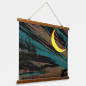 Moonscape am Nachthimmel Wandteppich Mit Holzrahmen (Gewinkelt)