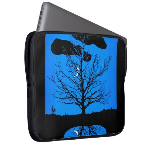 Moonscape in Cobalt Blau und Schwarz-Laptop-Sieb Laptopschutzhülle (Vorne Rechts)