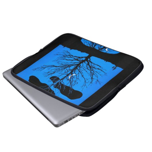 Moonscape in Cobalt Blau und Schwarz-Laptop-Sieb Laptopschutzhülle (Vorne Knopf)