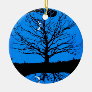 Moonscape in Kobalt Blau und Schwarz Keramik Ornament