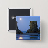 Moonset, Bandon Beach, Oregon. Button (Vorne & Hinten)