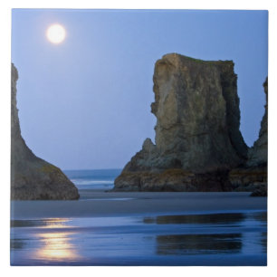 Moonset, Bandon Beach, Oregon. Fliese