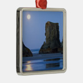 Moonset, Bandon Beach, Oregon. Ornament Aus Metall (Rechts)