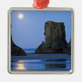 Moonset, Bandon Beach, Oregon. Ornament Aus Metall (Vorne)