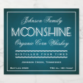 Moonshine Aquamarin und weiß Alkoholflaschenetikett (Einzelnes Label)