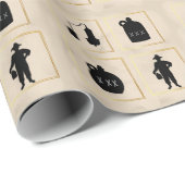 Moonshine Black Silhouette Wrapping Paper Geschenkpapier (Rolleneckpunkt)