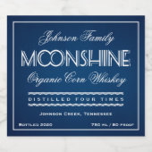 Moonshine Blue und White Alkoholflaschenetikett (Einzelnes Label)