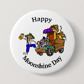 Moonshine Day Button mit Hillbilly Truck and Man (Vorderseite)
