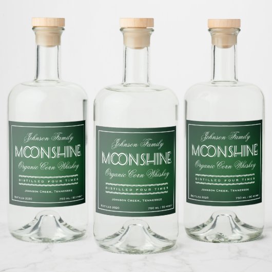 Moonshine Emerald Green und White Alkoholflaschenetikett (Flaschen)
