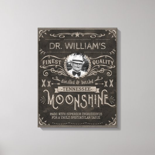 Moonshine Hillbilly Medicine Vintag Custom Brown Leinwanddruck (Vorderseite)