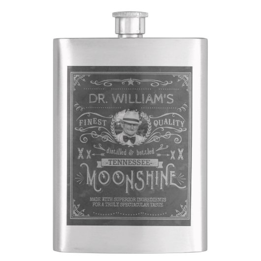Moonshine Hinterwäldler-Medizin-Vintages Flachmann (Vorderseite)