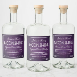 Moonshine Lila und weiß Alkoholflaschenetikett