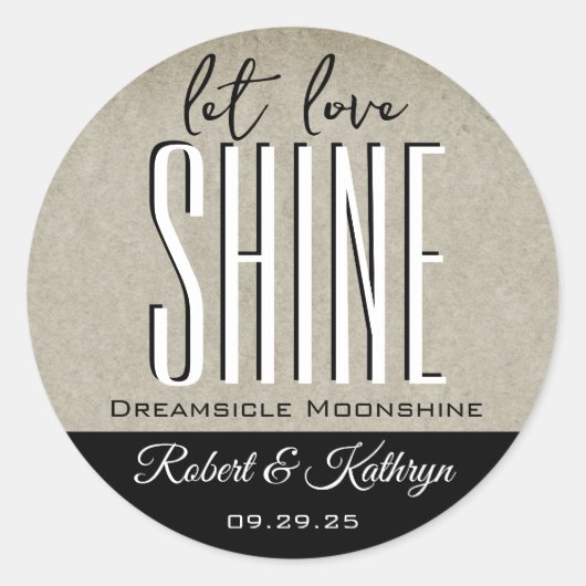 Moonshine-Personalisiertes Hochzeitstil/Jubiläum Runder Aufkleber (Vorderseite)