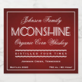 Moonshine Ruby Red Alkoholflaschenetikett (Einzelnes Label)