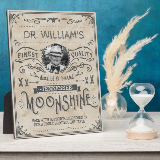Moonshine Vintag Funny Hillbilly Medicine Custom Fotoplatte (Seite)