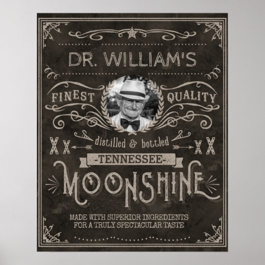 Moonshine Vintag Hillbilly Medicine Custom Brown Poster (Vorne)