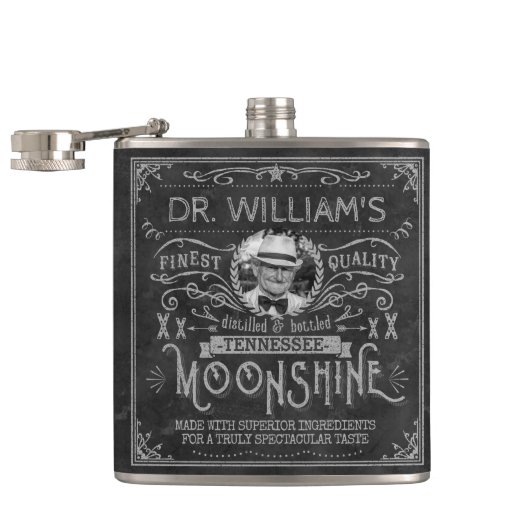 Moonshine Vintag Hillbilly Medicine Custom Gray Flachmann (Geöffnet)
