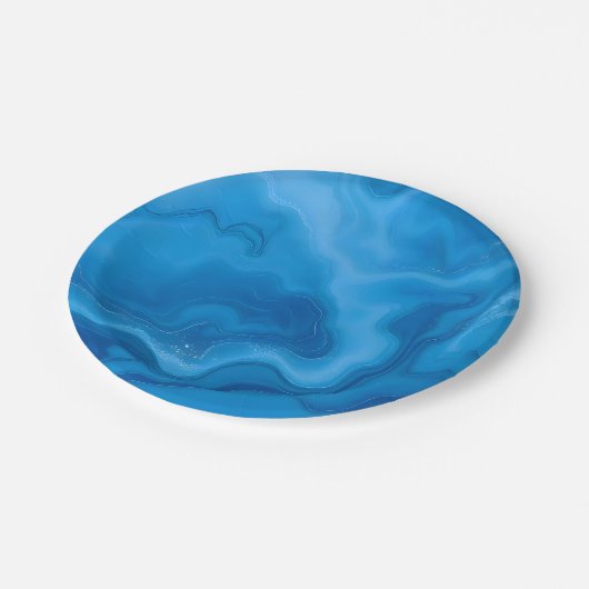 Moonstone Blue Pappteller (Schrägansicht)