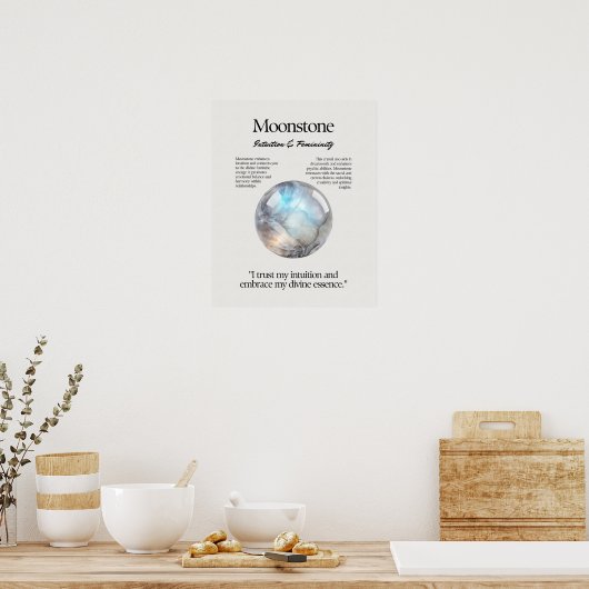 Moonstone Gem Crystal Meaning Card Poster (Küche)