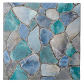 Moonstone, Marmor und Silber- Mosaikzellen Fliese (Vorderseite)