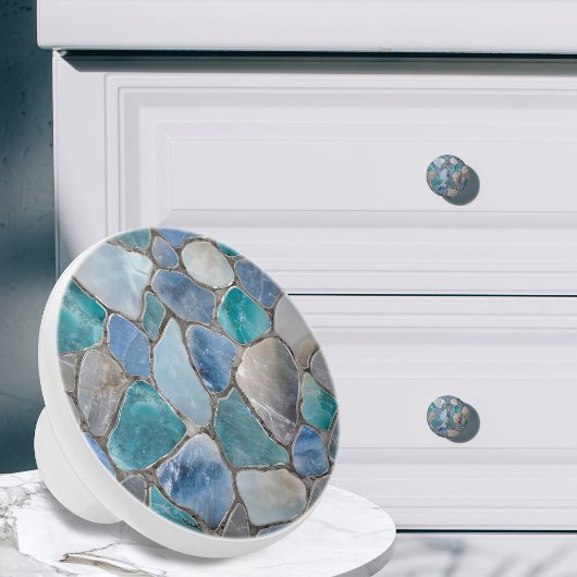 Moonstone, Marmor und Silber- Mosaikzellen Keramikknauf