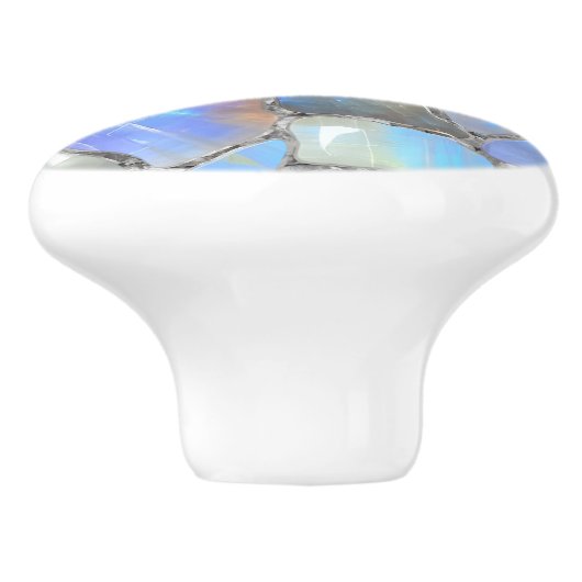 Moonstone und Silber- Mosaikzellen Keramikknauf (Seitenansicht)