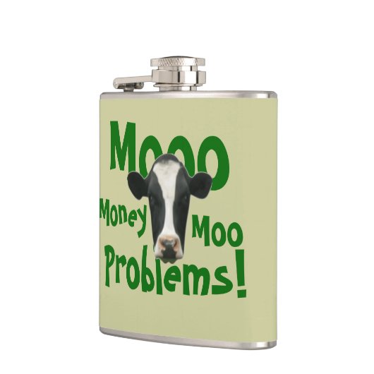 Mooo Geld-MOO-Problem-lustige Kuh Flachmann (Links)