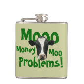 Mooo Geld-MOO-Problem-lustige Kuh Flachmann (Vorderseite)