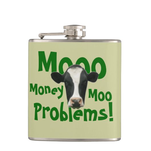 Mooo Geld-MOO-Problem-lustige Kuh Flachmann (Vorderseite)