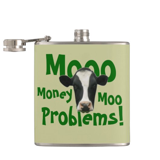 Mooo Geld-MOO-Problem-lustige Kuh Flachmann (Geöffnet)