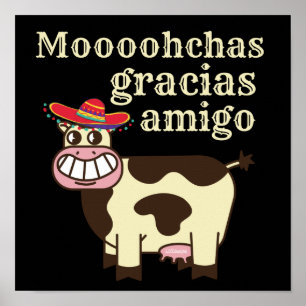 MOOOHCHAS GRACIAS AMIGO lustiges Cinco de mayo Kuh Poster