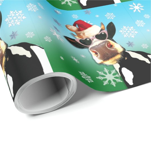 Moooootiful Weihnachtskuh-Weihnachtsmannmütze Geschenkpapier (Rolleneckpunkt)