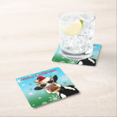 Moooootiful Weihnachtskuh-Weihnachtsmannmütze Rechteckiger Pappuntersetzer (Vor Ort)