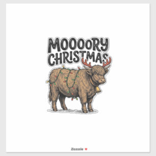 Moooory Weihnachten Highland Kuh Vintage Gravur T Aufkleber