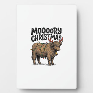 Moooory Weihnachten Highland Kuh Vintage Gravur T Fotoplatte
