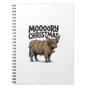 Moooory Weihnachten Highland Kuh Vintage Gravur T Notizblock