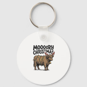 Moooory Weihnachten Highland Kuh Vintage Gravur T Schlüsselanhänger
