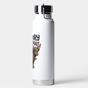 Moooory Weihnachten Highland Kuh Vintage Gravur T Trinkflasche
