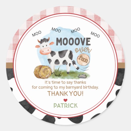 Mooove Over Birthday Favor Sticker (Vorderseite)