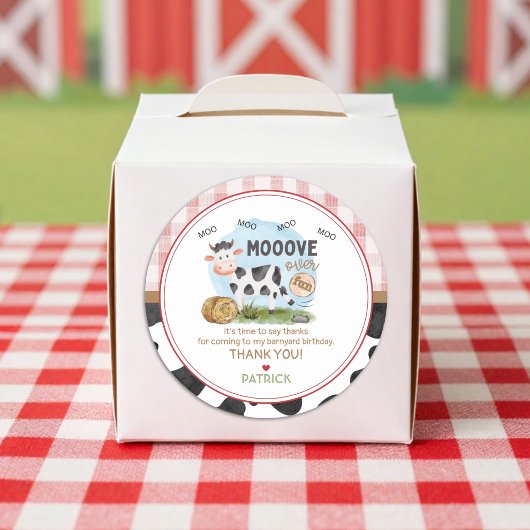 Mooove Over Birthday Favor Sticker