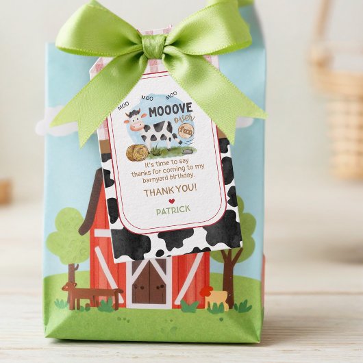 Mooove Over Birthday Favor Sticker Geschenkanhänger