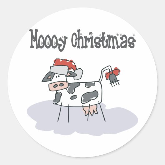 Moooy Weihnachten Runder Aufkleber (Vorderseite)