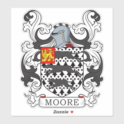 Moore Familienwappen Aufkleber (Blatt)